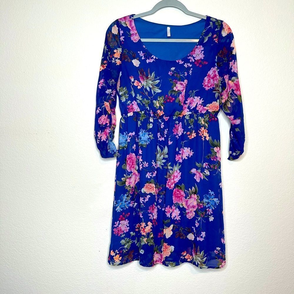 Pink blush maternity floral chiffon dress